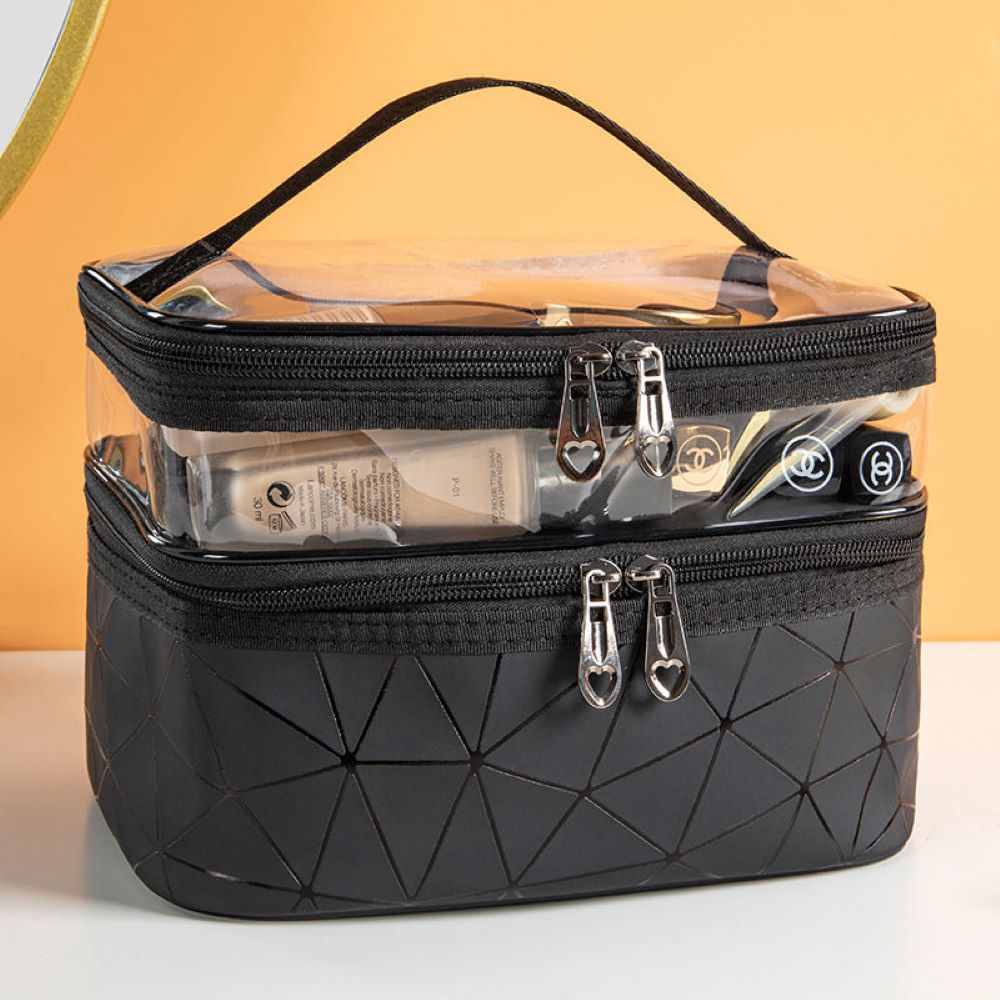 Makeup Double Layer Bag - Travel Cosmetic Case - Toiletry Organizer