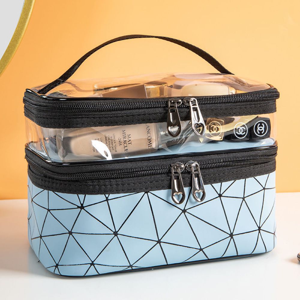 Makeup Double Layer Bag - Travel Cosmetic Case - Toiletry Organizer