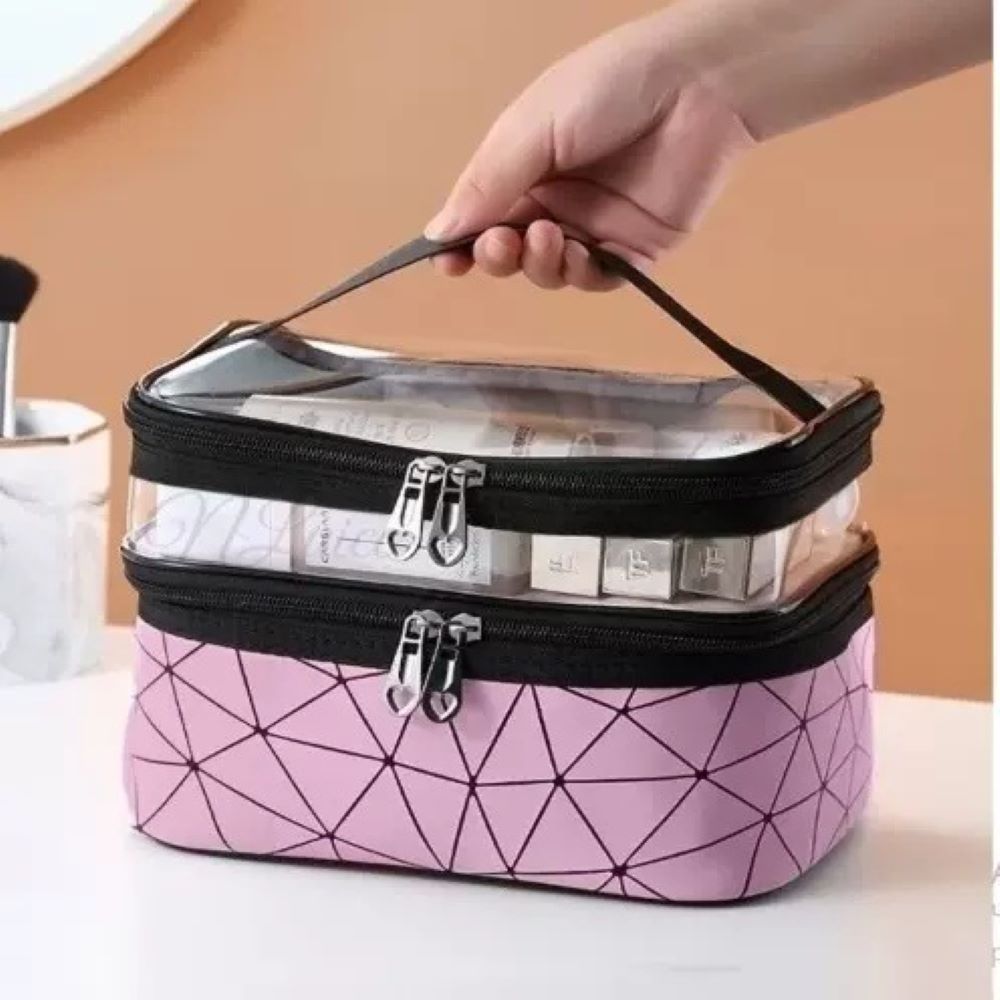 Makeup Double Layer Bag  - Travel Cosmetic Case - Toiletry Organizer