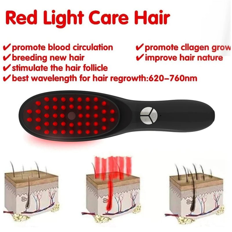 RED LIGHT THERAPY BRUSH SCALP MASSAGER COMB HAIR GROWTH ANTI HAIR LOSS
